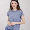 T-SHIRT IN LINO - Azzurro polvere, TU