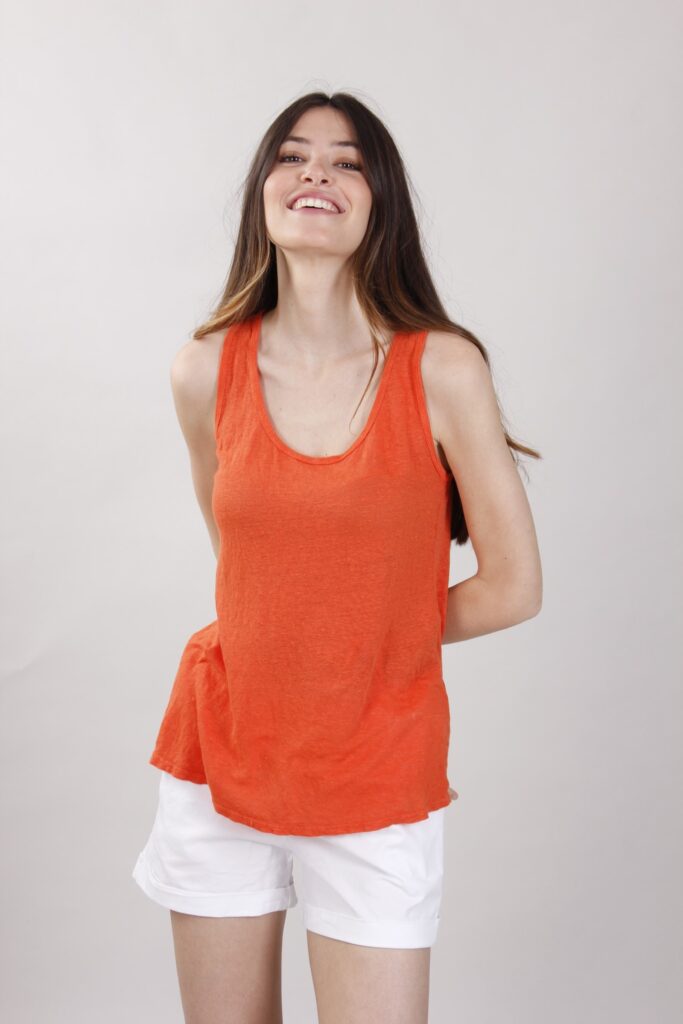 SOLID-COLOUR LINEN TOP 