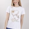 T-SHIRT CUORI EFFETTO METALLIZZATO - Beige, TU
