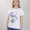 T-SHIRT CUORI EFFETTO METALLIZZATO - Blu, TU