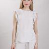 MAGLIA MISTO LINO CON VOLANT - Beige, TU