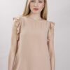 MAGLIA MISTO LINO CON VOLANT - Cammello, TU