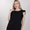 MAGLIA MISTO LINO CON VOLANT - Nero, TU