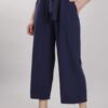 PANTALONI CULOTTE IN MISTO LINO - Blu, TU