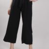 PANTALONI CULOTTE IN MISTO LINO - Nero, TU