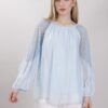 BLUSA CON PIZZO SULLE MANICHE - Celeste, TU