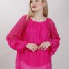 BLUSA CON PIZZO SULLE MANICHE - Fucsia, TU