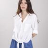 CAMICIA CROPPED CON NODO - Bianco, TU