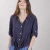 CAMICIA CROPPED CON NODO - Blue, TU