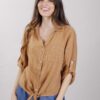 CAMICIA CROPPED CON NODO - Cammello, TU