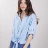 CAMICIA CROPPED CON NODO - Celeste, TU