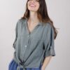 CAMICIA CROPPED CON NODO - Verde militare, TU
