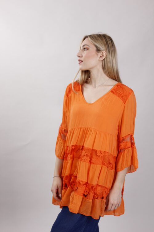 Alternative view of BLUSA CON INSERTI IN PIZZO
