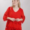 BLUSA CON INSERTI IN PIZZO - Rosso, TU