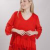 BLUSA CON INSERTI IN PIZZO - Red, TU