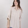 CAMICIA OVERSIZE IN LINO - Beige, TU