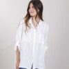 CAMICIA OVERSIZE IN LINO - Bianco, TU