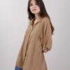 CAMICIA OVERSIZE IN LINO - Cammello, TU