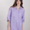 CAMICIA OVERSIZE IN LINO - Lilla, TU