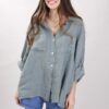 CAMICIA OVERSIZE IN LINO - Verde militare, TU