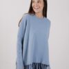 MAGLIA PARICOLLO CON FRANGE - Azzurro polvere, TU