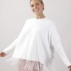 MAGLIA PARICOLLO CON FRANGE - Panna, TU