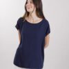 BLUSA MORBIDA CON ABBOTTONATURA POSTERIORE - Blu, TU