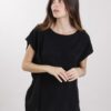 BLUSA MORBIDA CON ABBOTTONATURA POSTERIORE - Nero, TU