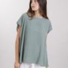 BLUSA MORBIDA CON ABBOTTONATURA POSTERIORE - Salvia, TU