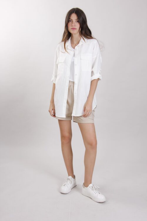 CAMICIA MISTO LINO CON TASCHE