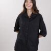 CAMICIA MISTO LINO CON TASCHE - Nero, M