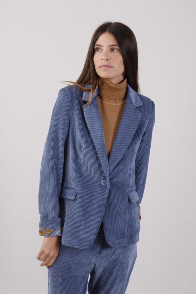 BLAZER A COSTINE CON FODERA FANTASIA - Celeste, S 