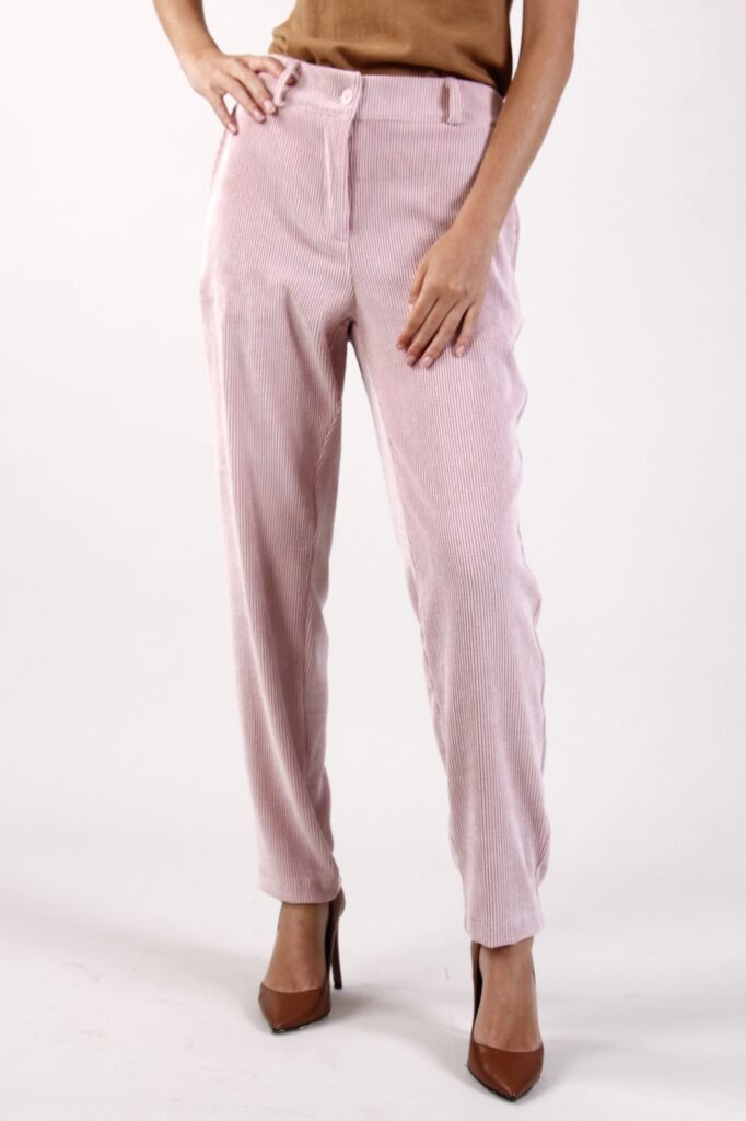 PANTALONI SIGARETTA A COSTINE - Rosa, S 