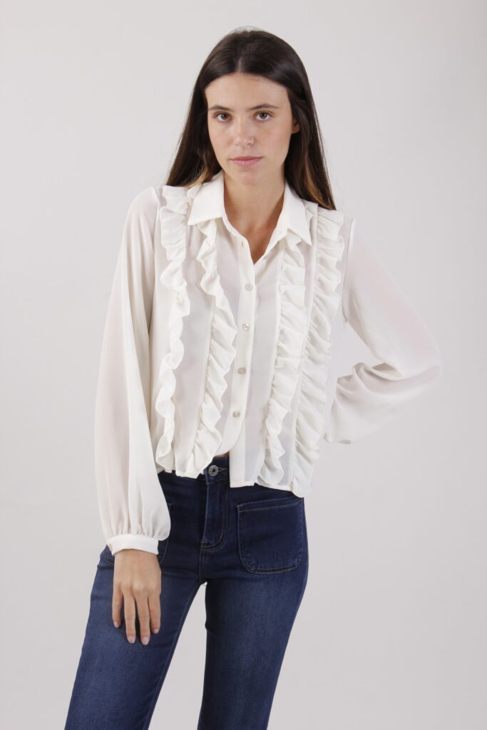 CAMICIA CON ROUGES - Cream, S 