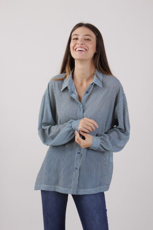 CAMICIA A RIGHE CON MANICA A PALLONCINO