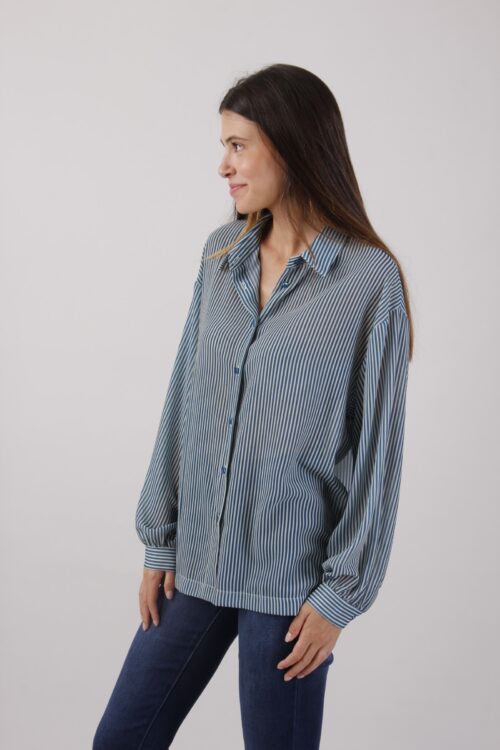 Alternative view of CAMICIA A RIGHE CON MANICA A PALLONCINO