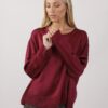 BLUSA EFFETTO SATINATO CON RICAMI - Bordeaux, TU