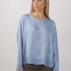 BLUSA EFFETTO SATINATO CON RICAMI - Sky blue, TU
