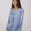 BLUSA CON VOLANT - Azzurro, S