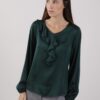 BLUSA CON VOLANT - Verde bottiglia, M