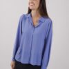 CAMICIA VELATA CON MANICA A PALLONCINO - Azzurro, L