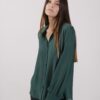 CAMICIA VELATA CON MANICA A PALLONCINO - Verde bottiglia, L