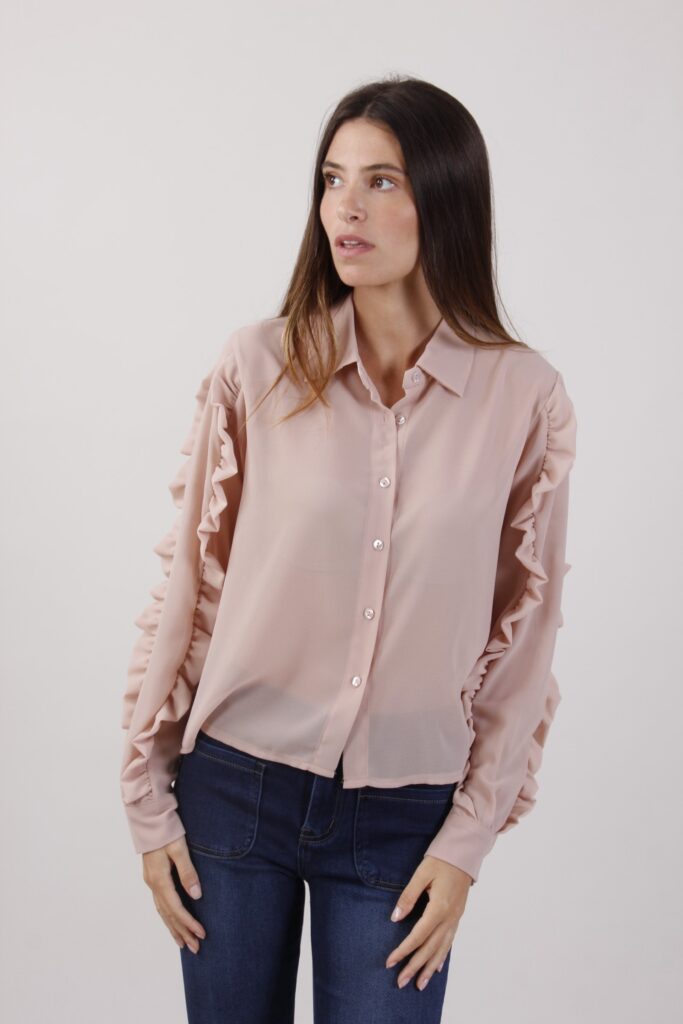 CAMICIA CON ROUGES SULLE MANICHE - Rose, S 