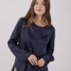 BLUSA EFFETTO SATINATO - Blu, L