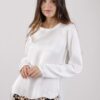 BLUSA EFFETTO SATINATO - Panna, L