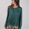 BLUSA EFFETTO SATINATO - Verde bottiglia, M