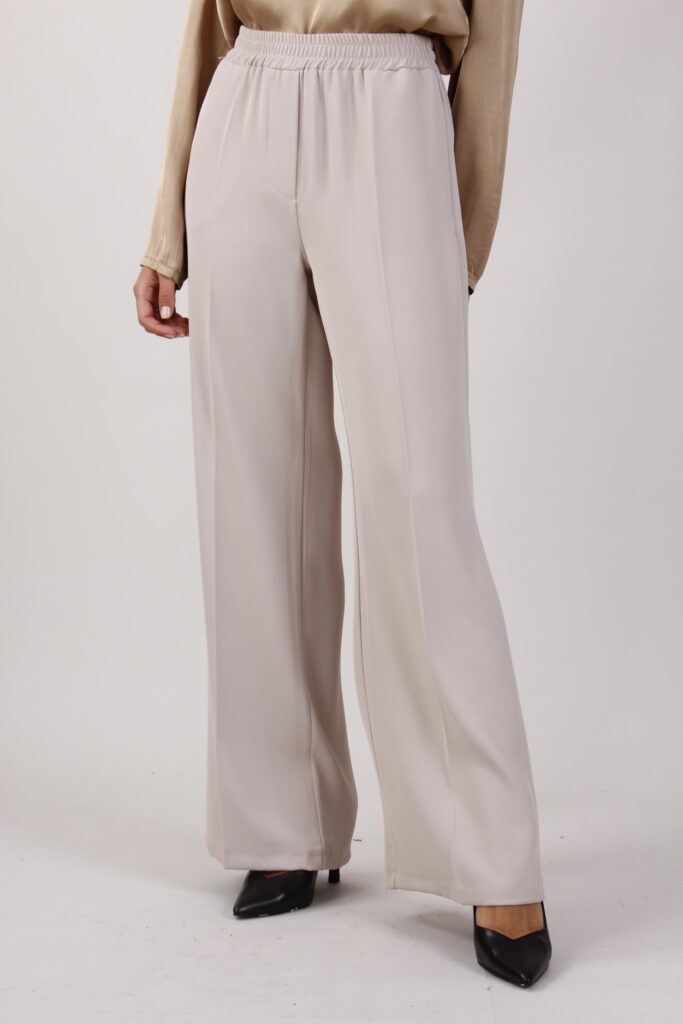PANTALONE PALAZZO CON ELASTICO IN VITA - Beige, S 