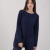 MAXI MAGLIA CON TASCHE SFRANGIATE - Blu, TU