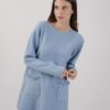 MAXI MAGLIA CON TASCHE SFRANGIATE - Celeste, TU