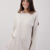 MAXI MAGLIA CON TASCHE SFRANGIATE - Gesso, TU